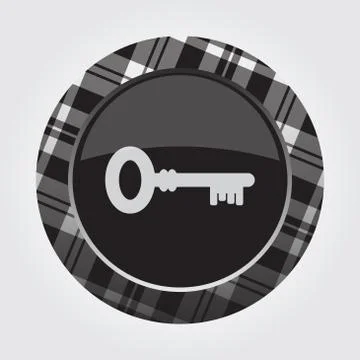 Button with white, black tartan - key icon Stock Illustration