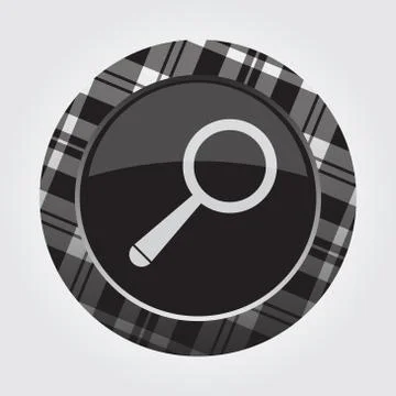 Button with white, black tartan - magnifier icon Stock Illustration