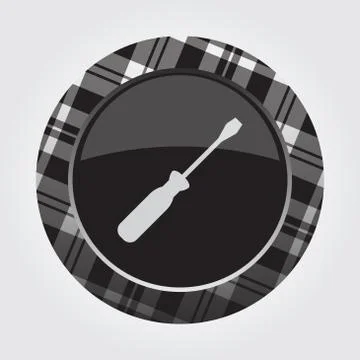 Button with white, black tartan - screwdriver icon Stock Illustration