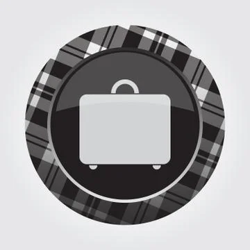 Button with white, black tartan, suitcase icon Stock Illustration