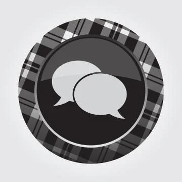 Button, white, black tartan - two speech bubbles Stock Illustration