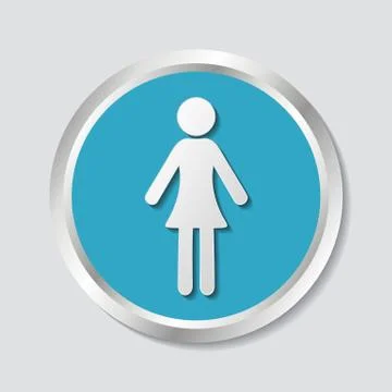 Button with white vector woman icon with shadow 스톡 일러스트