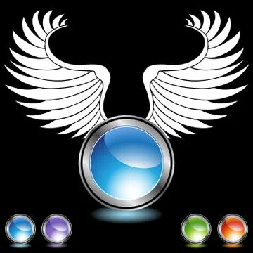 Button with wings Stock Illustration