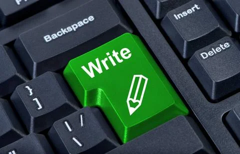 Button write with icon pencil, internet concept. Button write with icon pe... Stock Photos