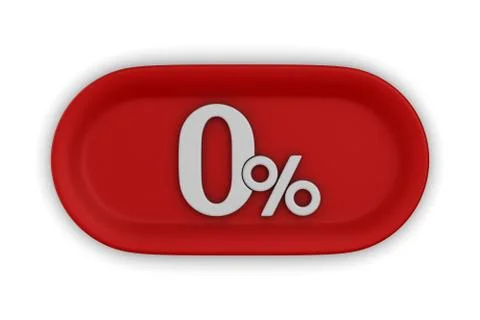 Button with zero percent on white background. Isolated 3D illustration Illustrazione stock