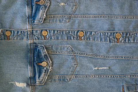 Buttoned denim jacket close-up Stock Photos