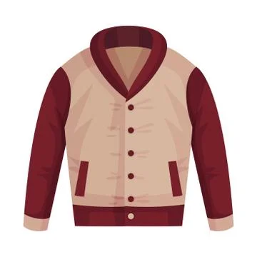 Buttoned Jacket with Long Sleeves and Side Pockets as Male Clothing Item Vector 스톡 일러스트