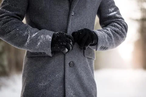 Buttoning winter coat Foto stock