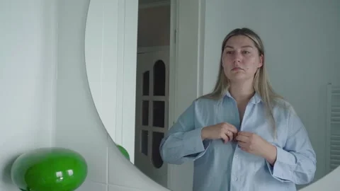 Buttoning Work Shirt Before Remote Job Interview Stock-Footage 341465898