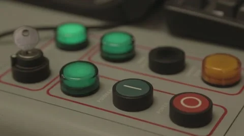 Buttons activated from the hand of workers in industry Video stock 43079924