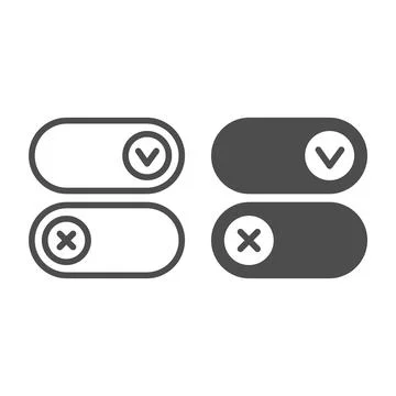 Buttons for active and inactive program add on line and solid icon, pcrepair Stock Illustration