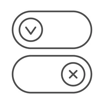 Buttons for active and inactive program add on thin line icon, pcrepair concept Stock Illustration