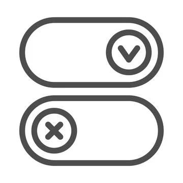 Buttons for active and inactive program add on line icon, pcrepair concept Stock Illustration