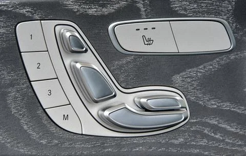 Buttons for adjusting seat position Stock Photos