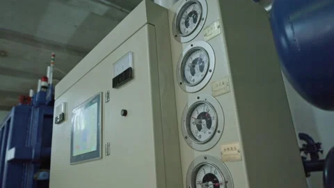 Buttons and clocks on the control panel of a machine. Stock Footage 169493486