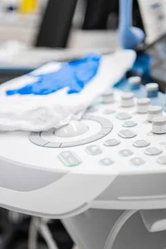 Buttons and Knobs of the Control Panel of a Ultrasound Machine for Ultrason.. Stock Photos