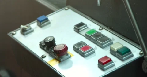 Buttons and lever of ofset pprint machine Stock Footage 76091966