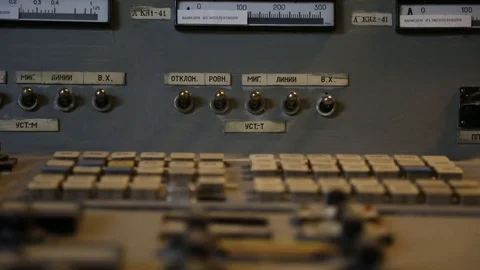 Buttons and switches Unit 2 control room... | Stock Video | Pond5