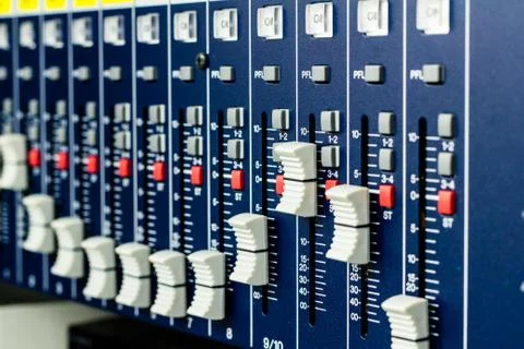 Buttons and tabs in the audio controller Stock Photos
