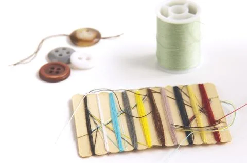Buttons and thread Stock Photos