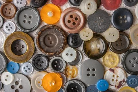 Buttons background top view Stock Photos