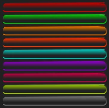 Buttons, banners in several color. Horizontal button shape set. Illustrazione stock