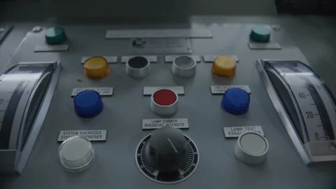 Buttons on the bridge of a large vessel ocean liner ship Stock Footage 331344449