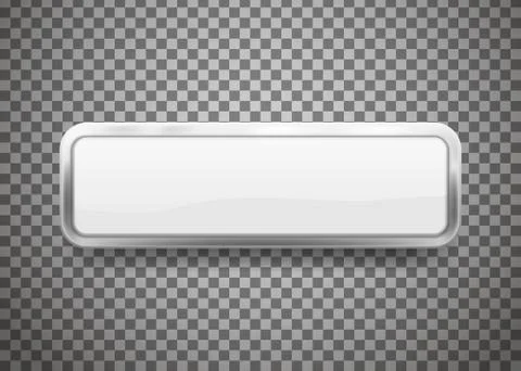 Buttons with chrome frame isolated on transparent background. Vector illustra Stock Illustration