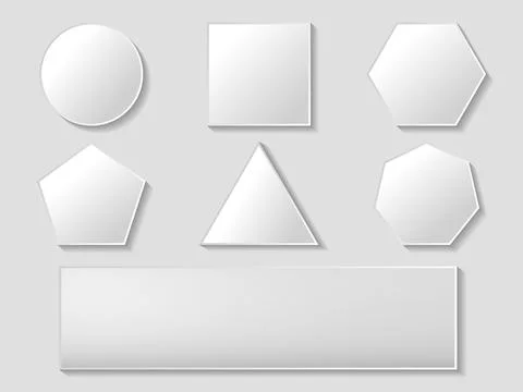 Buttons of circle, square, hexagon, pentagon, triangle, heptagon, rectangle Stock Illustration