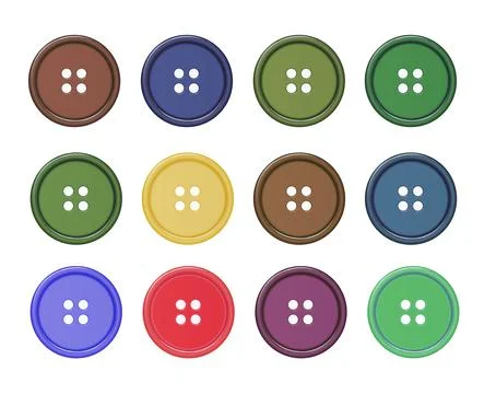 Buttons for Clothes Closeup Isolated. Sewing Scrapbooking Decor. Round Clothes Stock Illustration