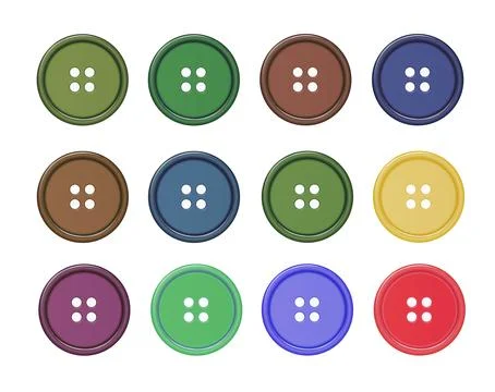 Buttons for Clothes Closeup Isolated. Sewing Scrapbooking Decor. Round Clothes Stock Illustration