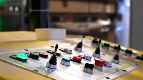 The buttons on the control panel for the carriage of packaged products Stock-Footage 140017502