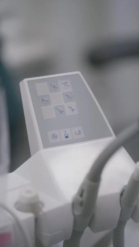 Buttons on the control panel of the dental chair. Medical dental equipment. Stock Footage 269043463