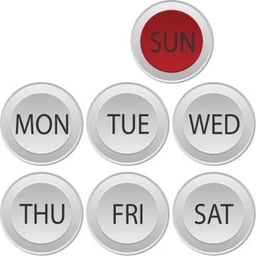 Buttons day of week Stock Illustration