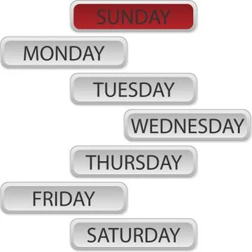 Buttons day of week Illustrazione stock