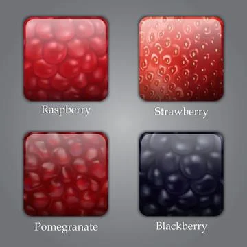 Buttons with different berries textures Stock Illustration