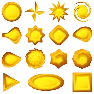 Buttons different forms, gold, set Stock Illustration