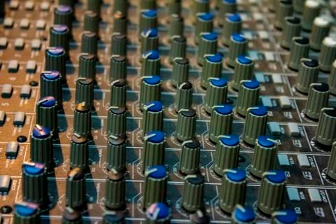 Buttons on a DJ Mix Table Stock Photos
