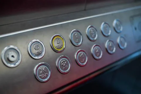 Buttons in the elevator with Braille code for blind people 스톡 사진