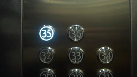 Buttons in the elevator. The button in the elevator to the thirty-fifth floor is Stock Footage 142191455