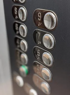 Buttons in the elevator. Elevator panel Stock Photos