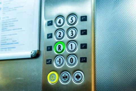 Buttons in an elevator: what floor are you Stock Photos
