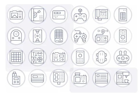 Buttons Exclusive Vector Set featuring 24 Thin Line Editable Retina Ready Ico Stock Illustration