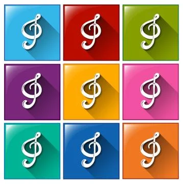 Buttons with G-clef Stockillustratie
