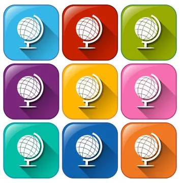 Buttons with globes イラスト素材