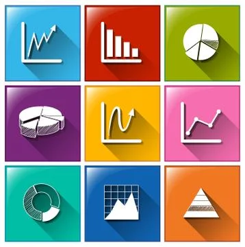 Buttons with graphs Stock Illustration