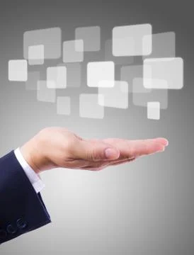 Buttons on hand Foto stock