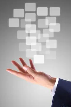 Buttons on hand Foto stock