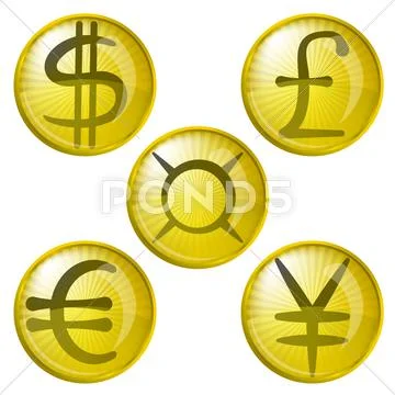 Buttons with money, set Stock Illustration