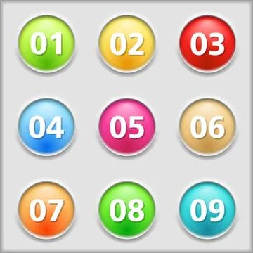 Buttons with Numbers Stock Illustration